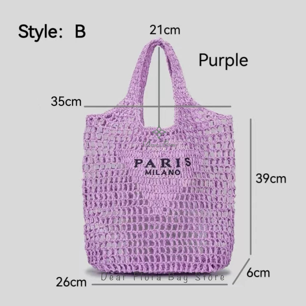 Fashion Striped Beach Straw Knitting Shoulder Bag