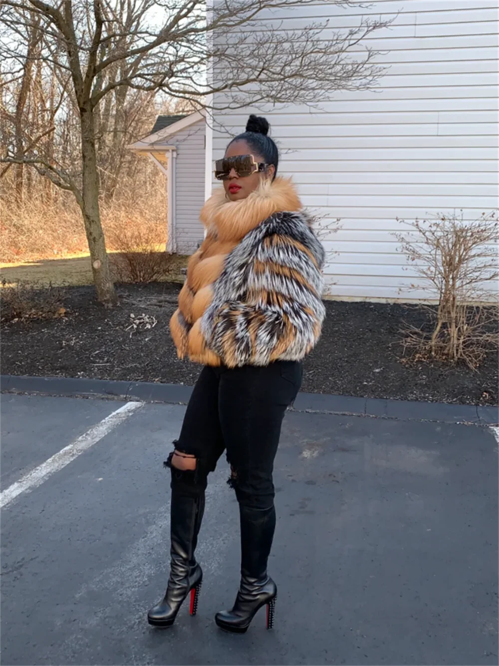 Real Red Fox Fur Jacket