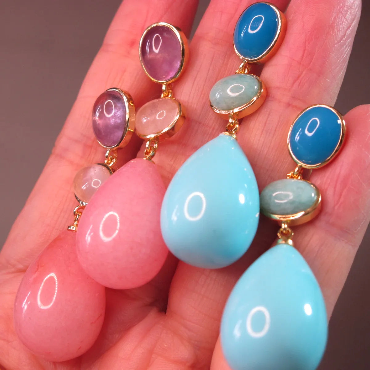 KQDANCE Natural Stones Long Earrings