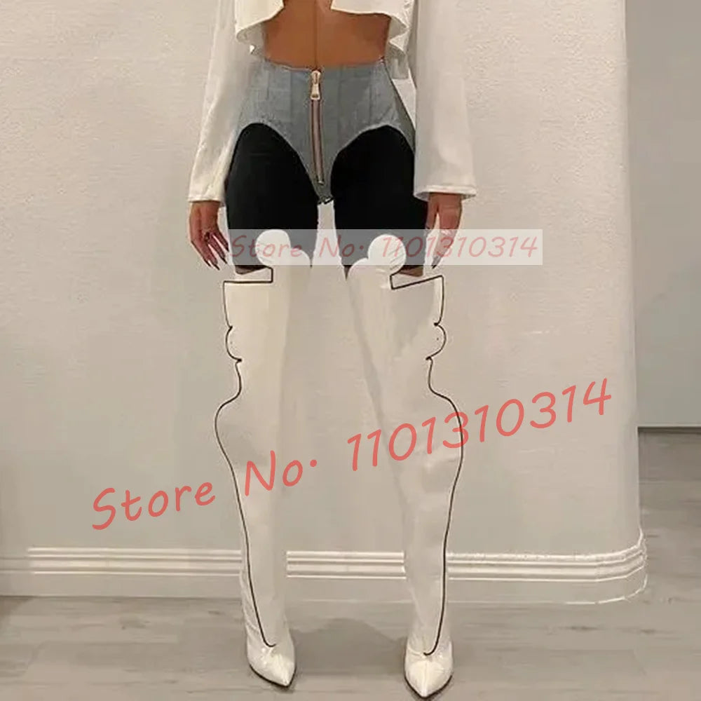 Leather Paneled Crotch Boots