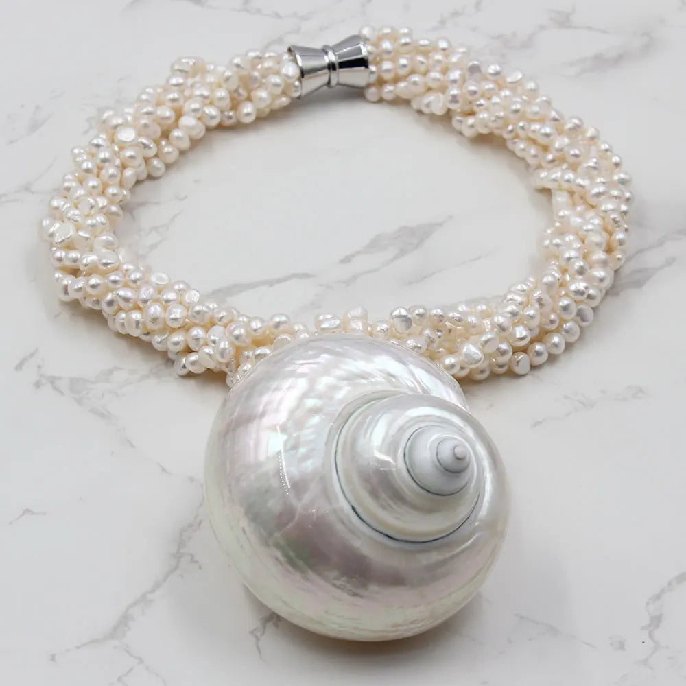 GuaiGuai Jewelry 7 Strands Real Freshwater White Keshi Pearl Necklace