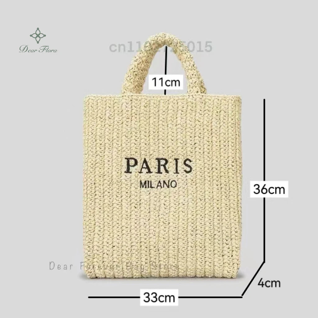 Fashion Striped Beach Straw Knitting Shoulder Bag