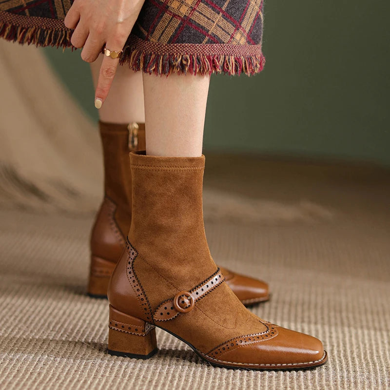 Genuine Leather Mary Jane Boots