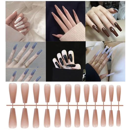 24Pcs Detachable Solid Color Fake Nails