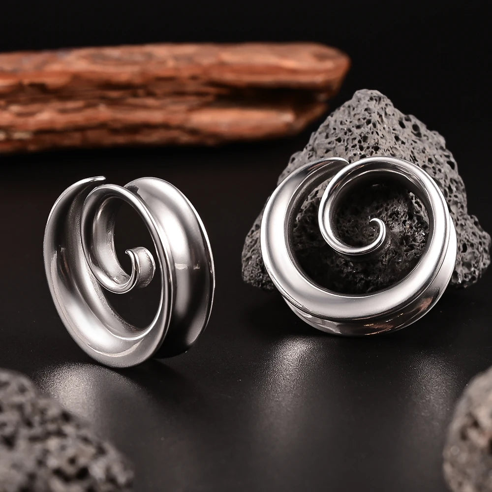 Doearko 2PCS Cool Stainless Steel Ear Tunnels Plugs