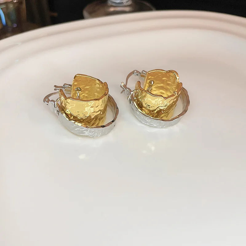 Korean Double-layer Metal Irregular Circle Hoop Earrings