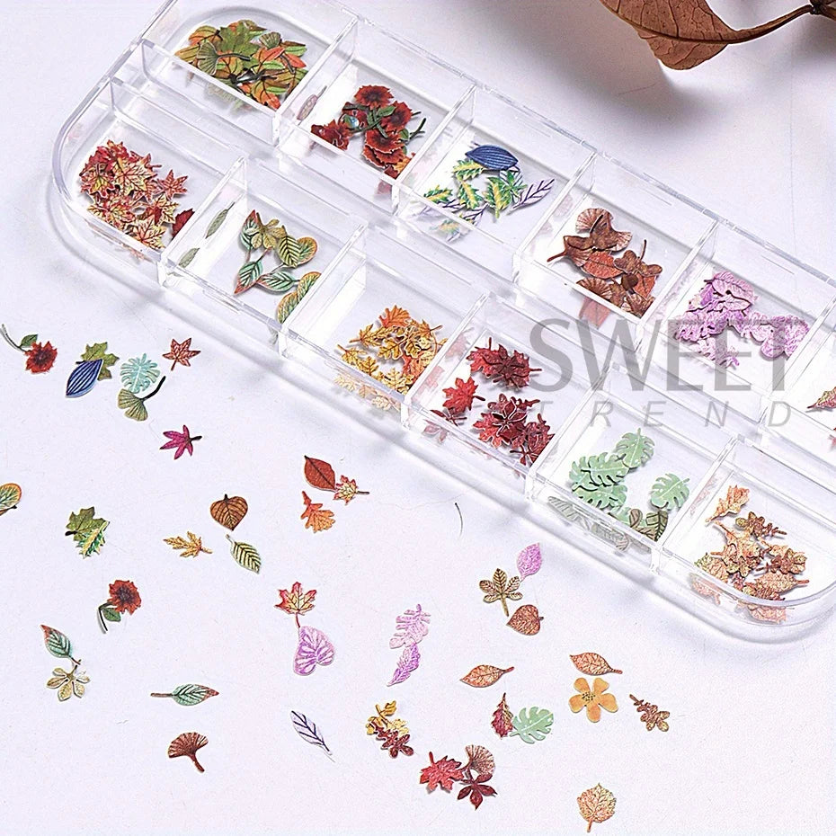 12 Grids Autumn Faux Maple Leaves
