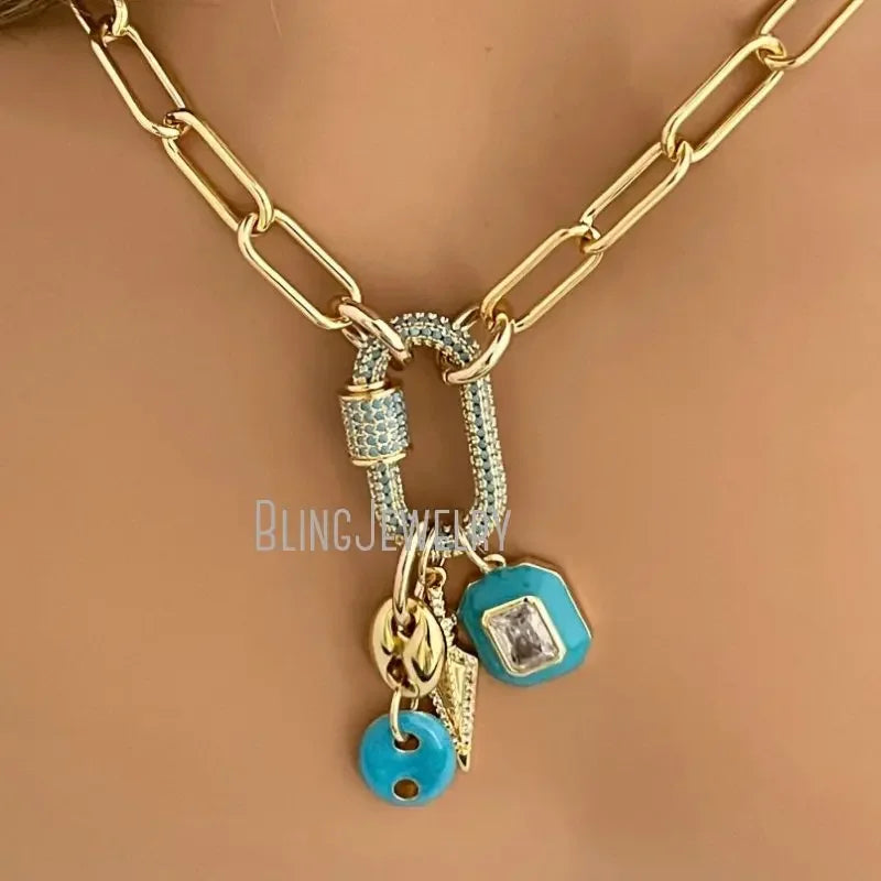 MUDULLA Stainless Steel Choker Paperclip Chain Carabiner Clasp Jewelry