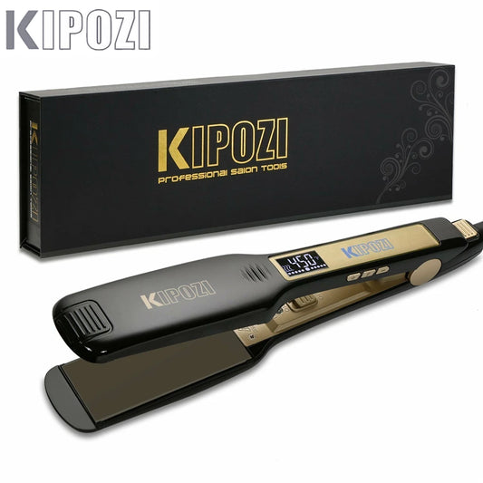 KIPOZI Professional Titanium Flat Iron Hair Straightener with Digital LCD Display