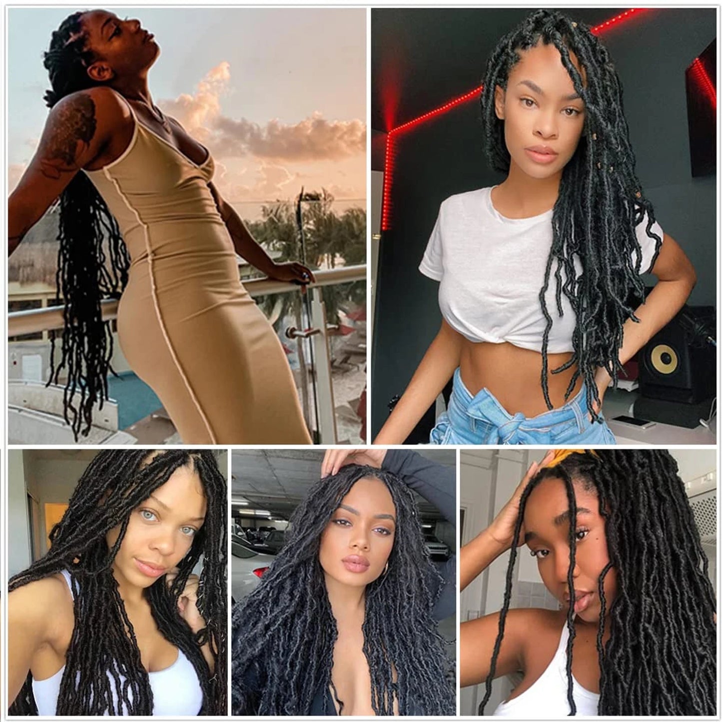 Black Faux Locs Crochet Braids Hair 18 Inch Synthetic Braiding Hair