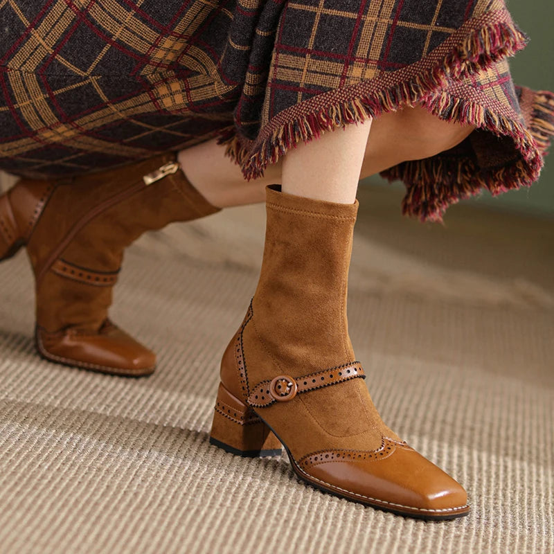 Genuine Leather Mary Jane Boots