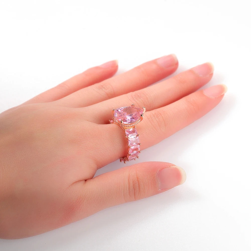 TBTK Ring Water Drop Big Gem Baguette CZ Ring