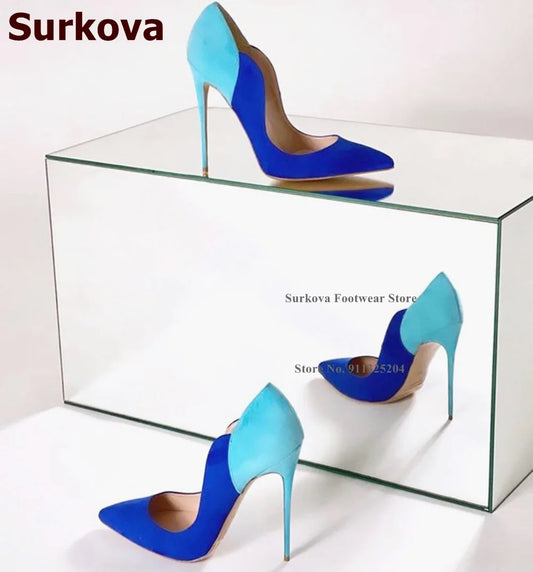 Surkova Green Royal Blue Suede Pump