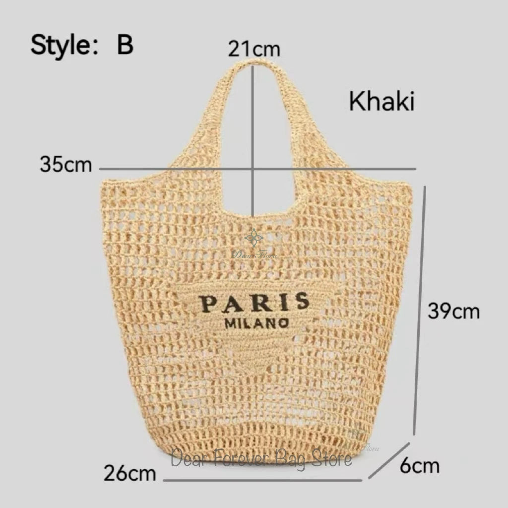 Fashion Striped Beach Straw Knitting Shoulder Bag