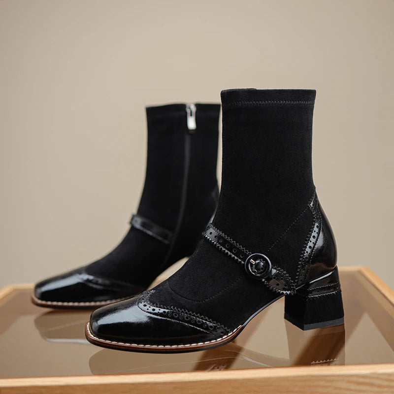 Genuine Leather Mary Jane Boots