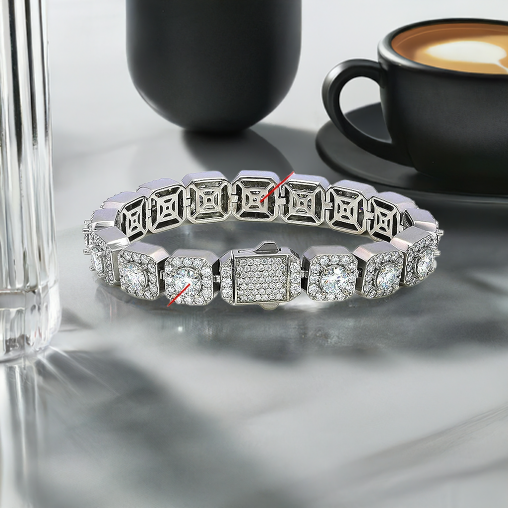 10mm/12mm Octagonal Square 925 Silver Cuban Link Bracelet | Hip Hop Jewelry