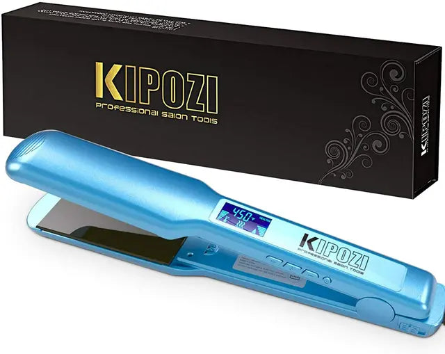 KIPOZI Professional Titanium Flat Iron Hair Straightener with Digital LCD Display