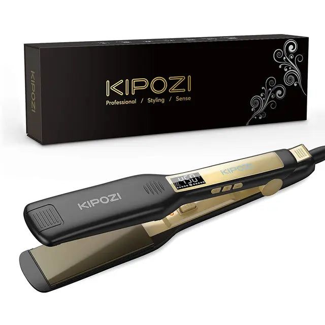 KIPOZI Professional Titanium Flat Iron Hair Straightener with Digital LCD Display