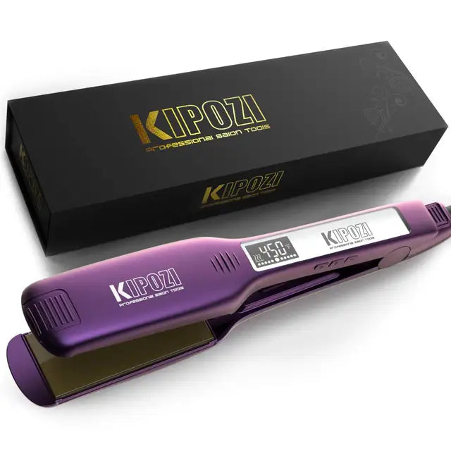 KIPOZI Professional Titanium Flat Iron Hair Straightener with Digital LCD Display