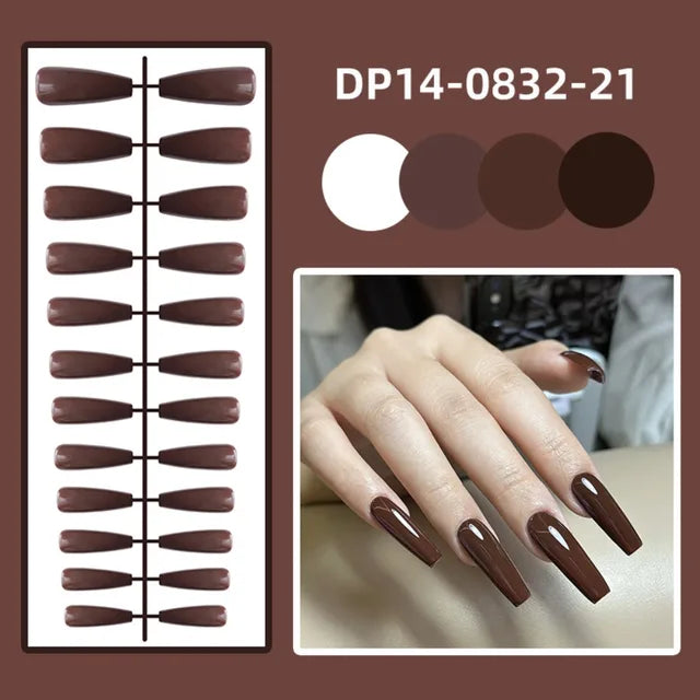 24Pcs Detachable Solid Color Fake Nails