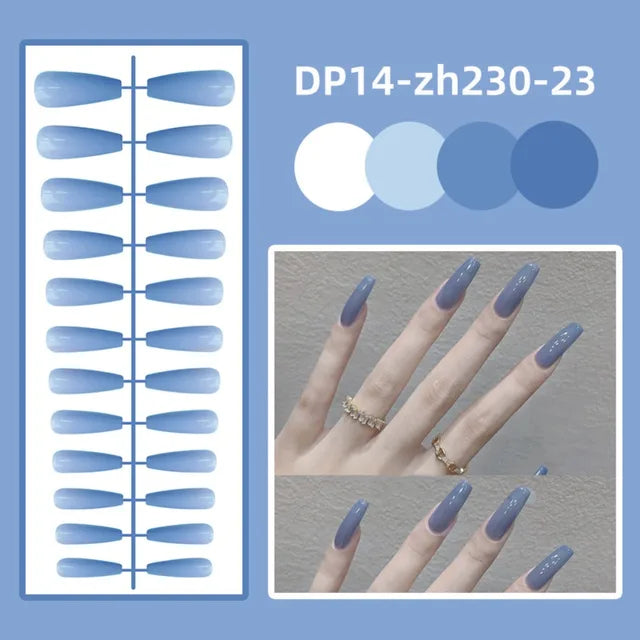 24Pcs Detachable Solid Color Fake Nails