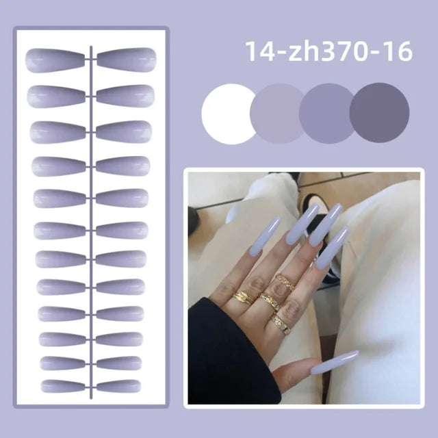 24Pcs Detachable Solid Color Fake Nails