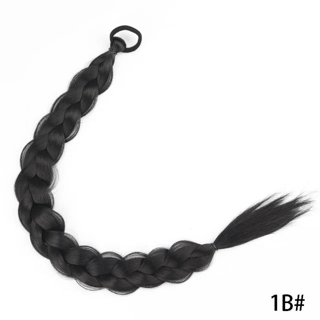 Synthetic Long Twist Braid Ponytail Extensions With Rubber Band - 24 Inch