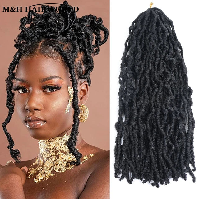 Black Faux Locs Crochet Braids Hair 18 Inch Synthetic Braiding Hair
