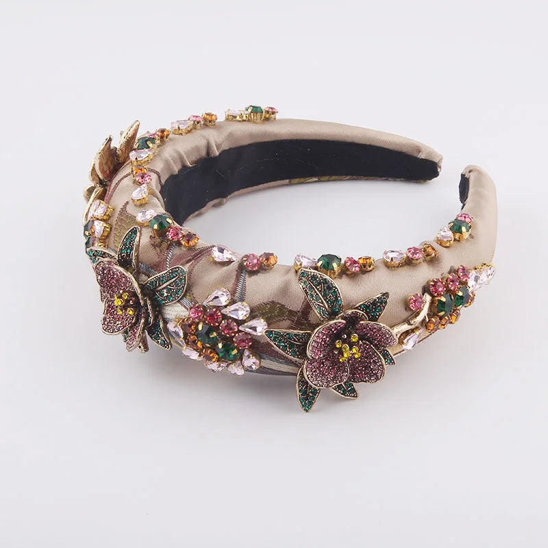Fashion Baroque Inlaid Color Rhinestone Flower Headband