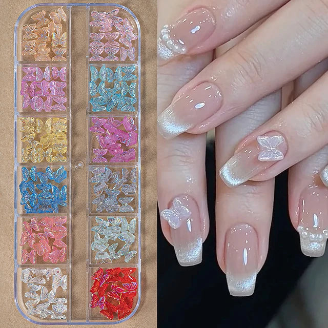 Round White Pearls Nail Beads Nail Charms 12 grids (0.15-0.5cm) - Caviar Beads Nail Art Deco