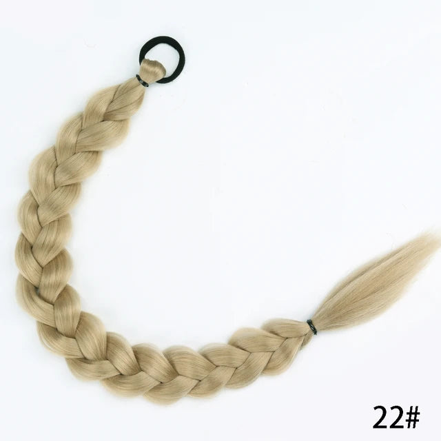 Synthetic Long Twist Braid Ponytail Extensions With Rubber Band - 24 Inch