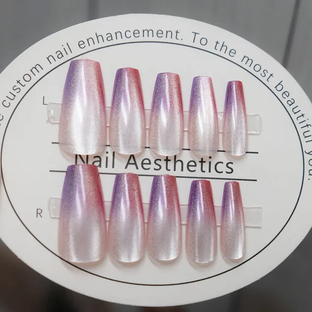 24pcs/box Cat Eye Phototherapy Nail Patch Wearable Fake Nails