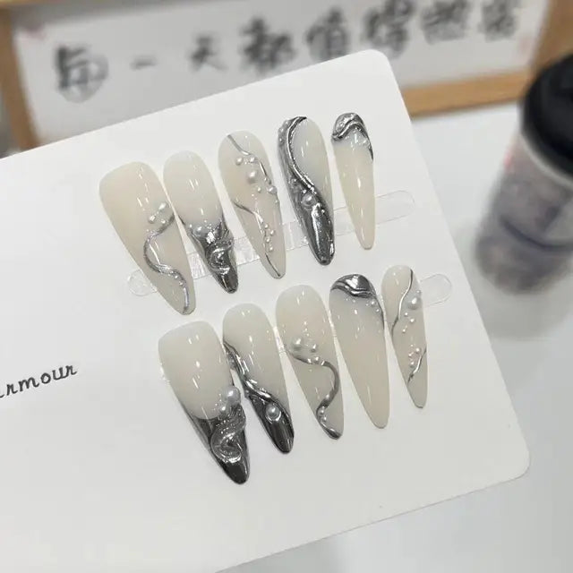 10pcs Purple Cat Eye Stiletto Press On Nails