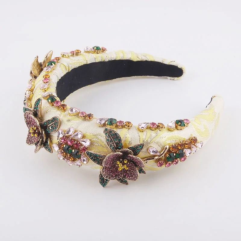 Fashion Baroque Inlaid Color Rhinestone Flower Headband