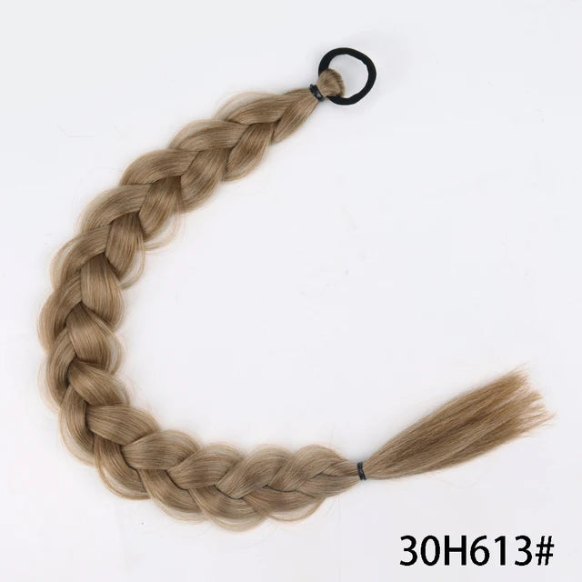 Synthetic Long Twist Braid Ponytail Extensions With Rubber Band - 24 Inch