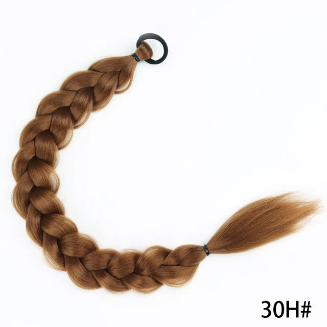 Synthetic Long Twist Braid Ponytail Extensions With Rubber Band - 24 Inch