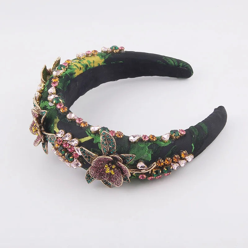 Fashion Baroque Inlaid Color Rhinestone Flower Headband