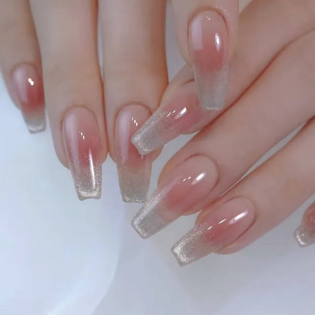 24pcs/box Cat Eye Phototherapy Nail Patch Wearable Fake Nails