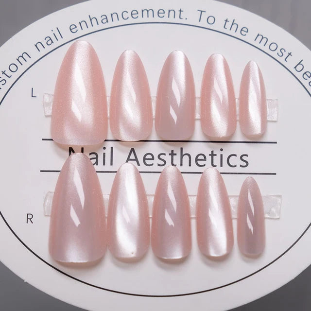 24pcs/box Cat Eye Phototherapy Nail Patch Wearable Fake Nails