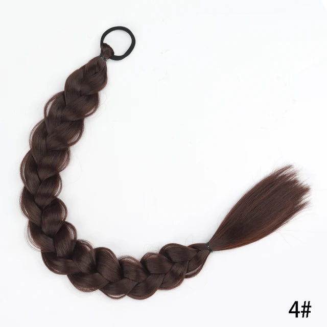 Synthetic Long Twist Braid Ponytail Extensions With Rubber Band - 24 Inch