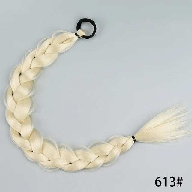Synthetic Long Twist Braid Ponytail Extensions With Rubber Band - 24 Inch