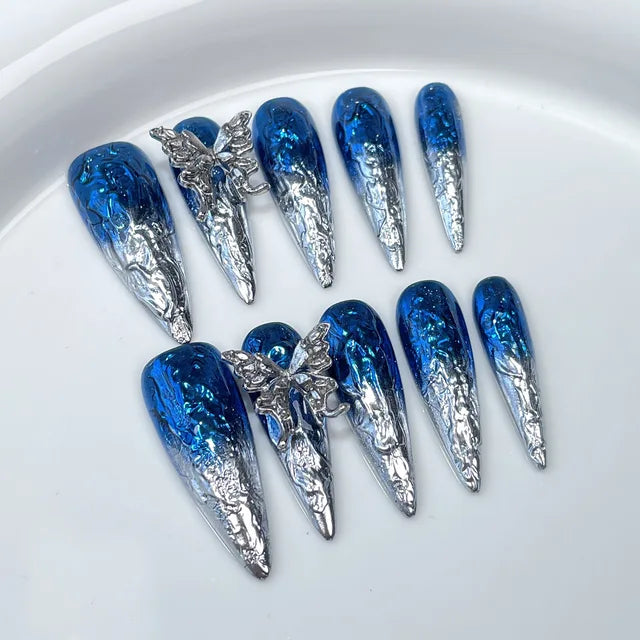 10pcs Purple Cat Eye Stiletto Press On Nails