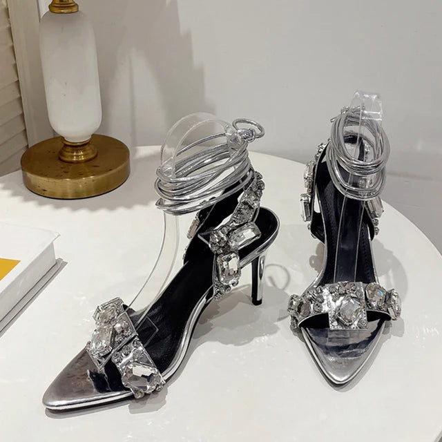 Liyke Ankle Strap Golded Heels