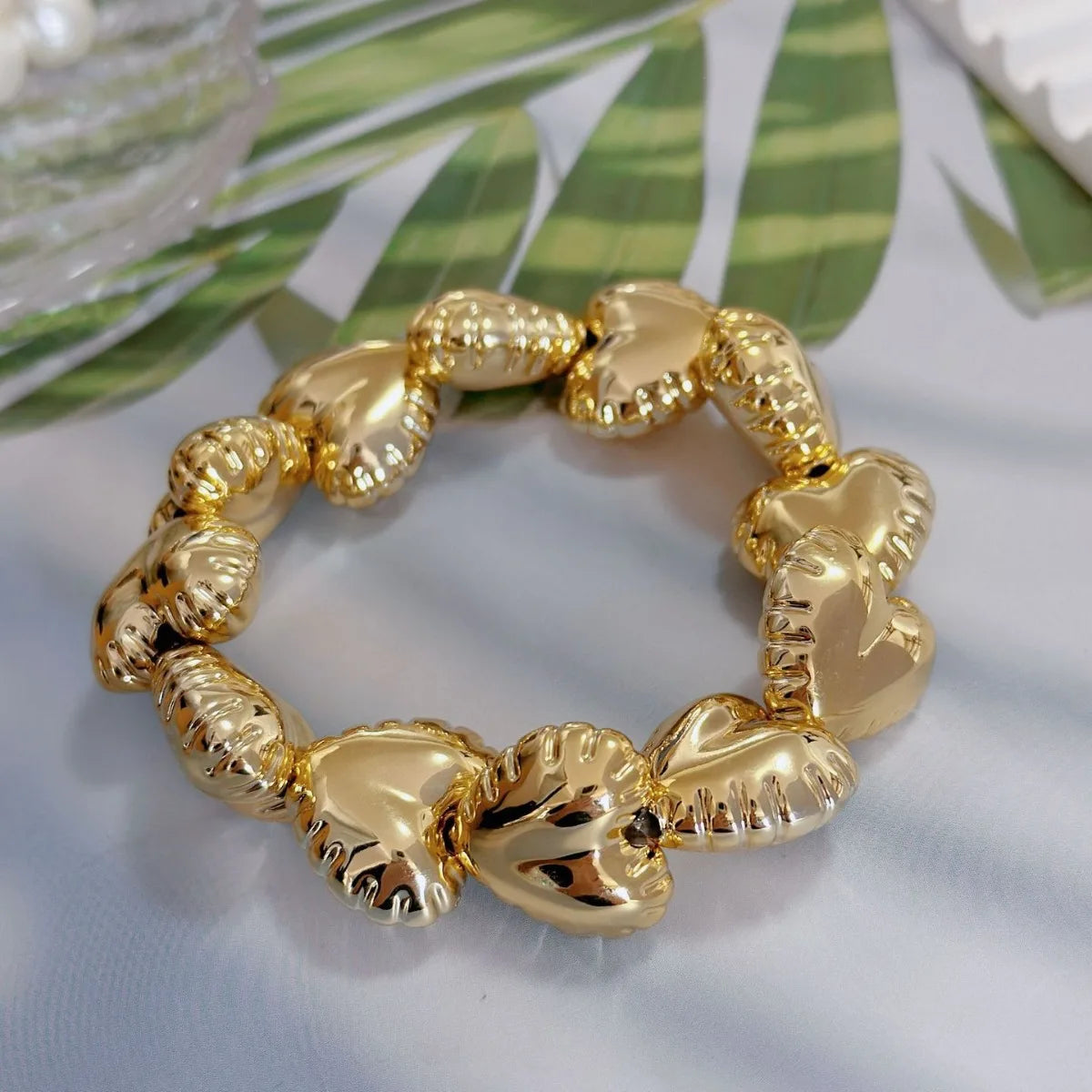 Metal Glossy Irregular Chunky Elastic Bracelets