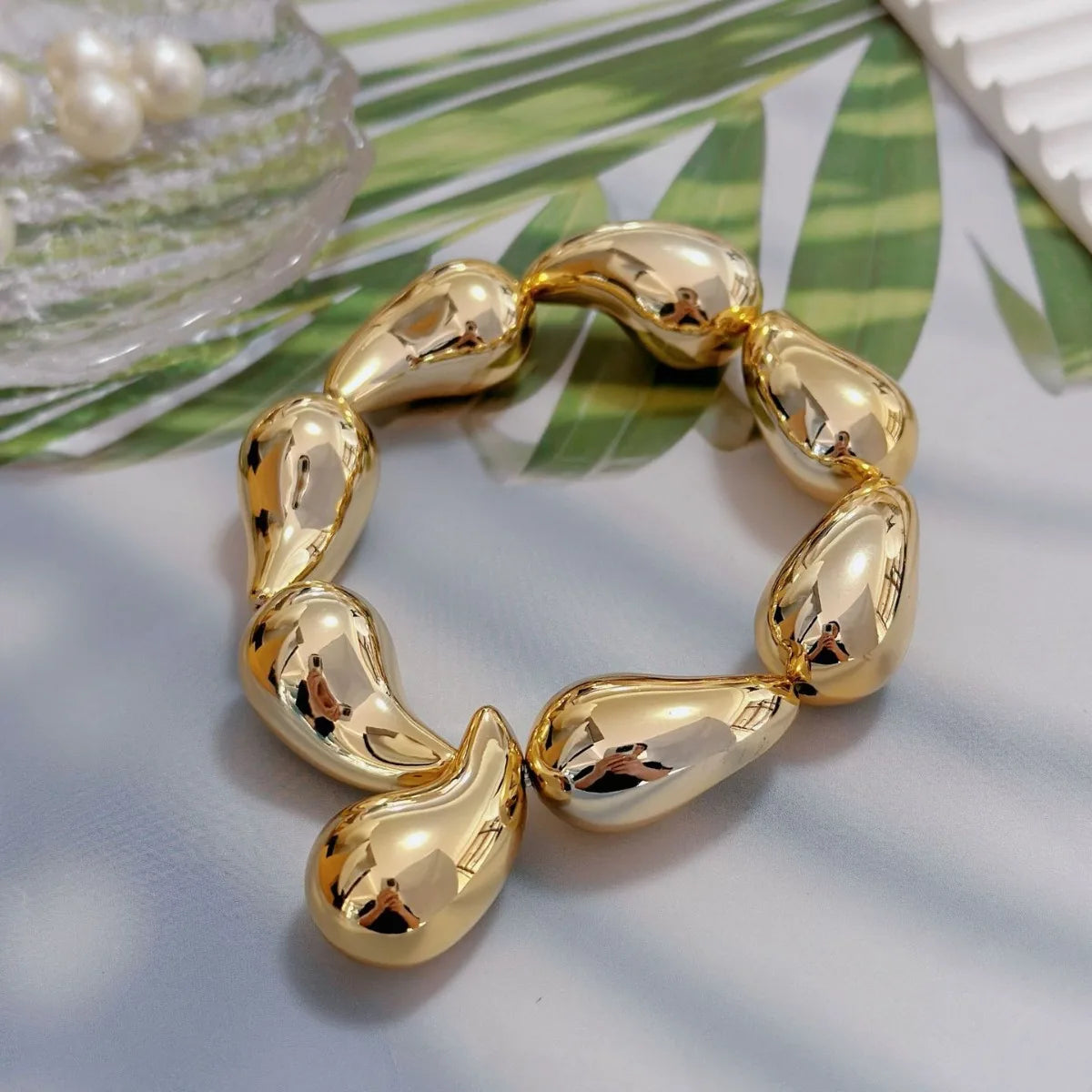 Metal Glossy Irregular Chunky Elastic Bracelets