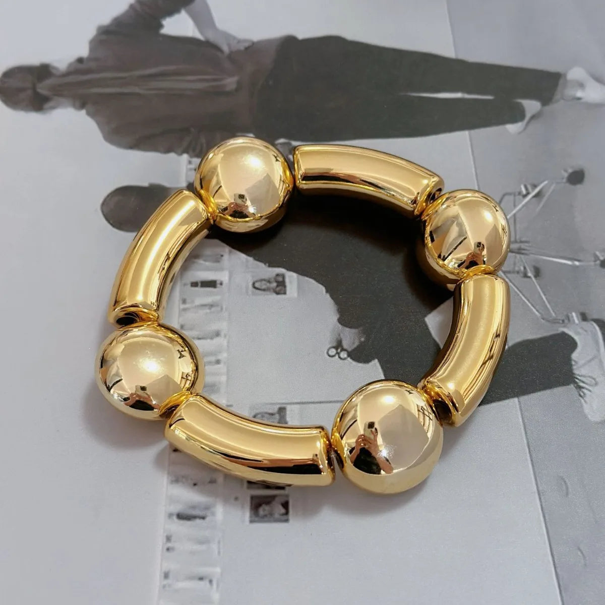 Metal Glossy Irregular Chunky Elastic Bracelets