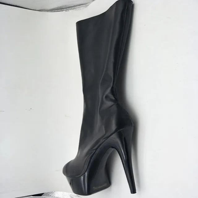 LAIJIANJINXIA Buckle Black Knee-High Boots