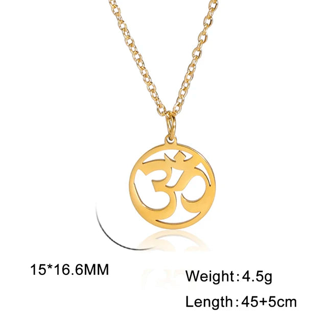 Dawapara India Tamil Om Symbol with Trident Pendant Stainless Steel Necklace