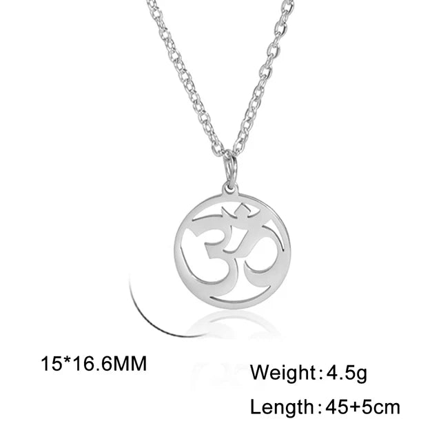 Dawapara India Tamil Om Symbol with Trident Pendant Stainless Steel Necklace