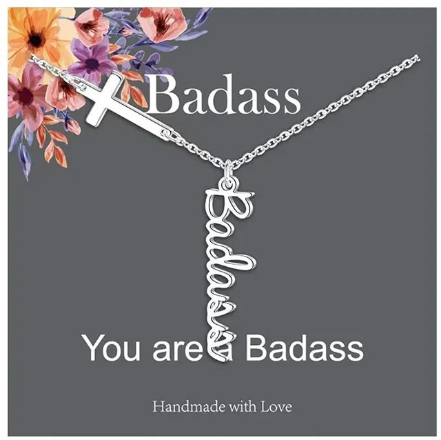Stainless Steel Letter Cross Pendant Necklace